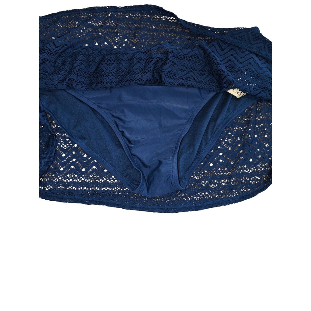 NWT Catalina Swim Skirt 2X Women's Blue Lace Pull On Briefs Bottom Bathing Suit - Picture 2 of 6